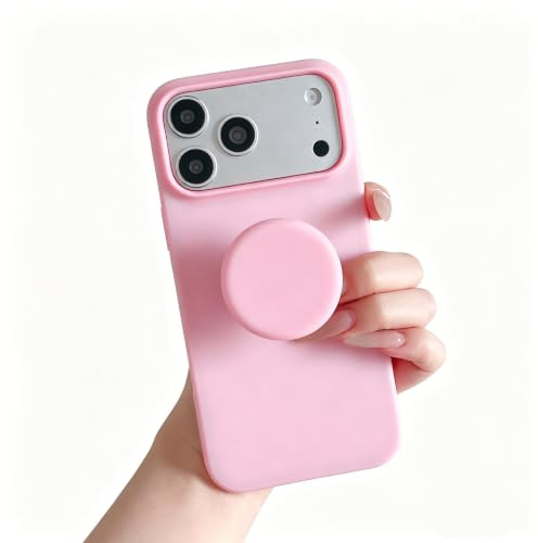 XZC Niedliche, durchscheinende Handyhülle, kompatibel mit iPhone, mit integriertem Pop-Grip-Ständer, mehrere Farben (Rosa, iPhone 17)