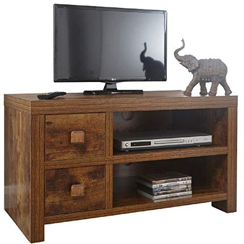 Home Source Particle Board Study Walnut Effect 2 Drawer 1 Shelf TV Stand Entertainment Unit
