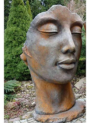 Vidroflor Gartenfigur | Gesicht Frau | inkl. Platte zur Montage | Rosteffekt | B/H/T: 67/115/56 cm | 145 kg | Steinguss