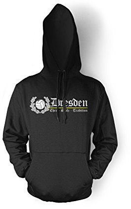Dresden Ehre & Stolz Männer und Herren Kapuzenpullover | Fussball Ultras Geschenk | M2 FB (Schwarz, M)
