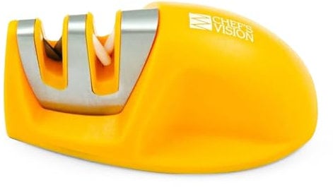 Chef's Vision SmarterEdge Kitchen Knife Sharpener - Orange - Dual-Groove KnifeSharpener for Precision Blade Maintenance - Compact, Stylish, and Versatile Knife Sharpeners for Home and Professional Use