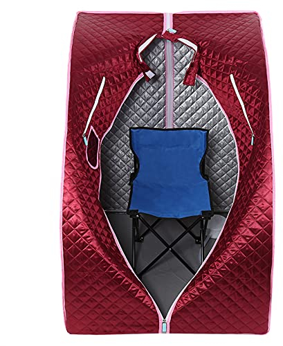 Sauna plegable cabina de calor Terapéutica Spa 1000W Sauna de vapor,Sauna e portátil,Personal Spa en casa con controlador de temperatura remoto (98x80x70cm) (rojo)