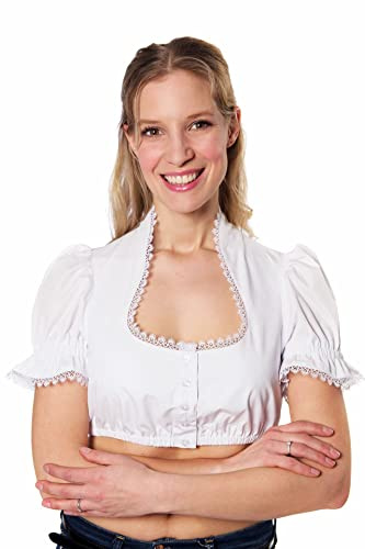 Edelnice Trachtenmode Verschiedene Dirndlblusen Modelle aus Spitze und Baumwolle Gr. 32-54, Emelie, 42