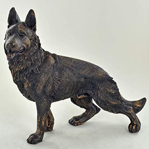 Großer Deutscher Schäferhund Elsässer Hund stehend bemalte Bronze Harz Skulptur – Haustier Geschenke auffallen Home Decor H18cm