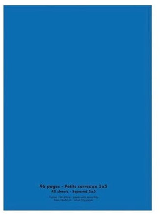 Cahier 24x32 96 pages petits carreaux piqure 90g Couverture polypropylène bleu