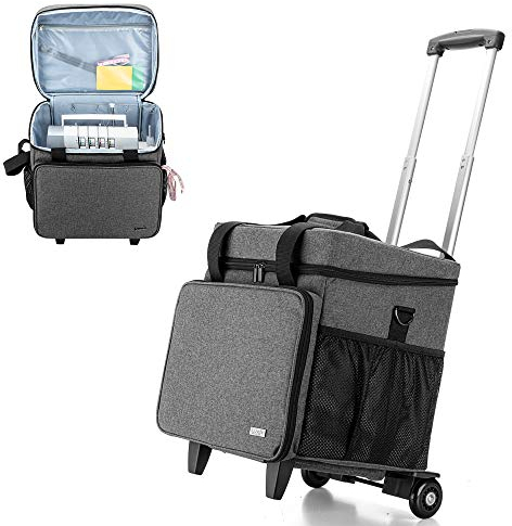 Luxja Overlock-Tasche für die meisten Standard-Overlock-Maschinen mit Zubehör-Aufbewahrungstaschen (patentiertes Design), Grau