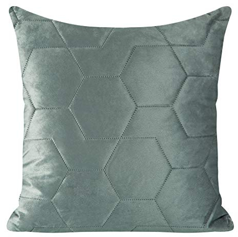 Eurofirany Kissenhülle Kissenbezug Couchkissen Sofakissen Bettkissen Zimmerdekoration Elegant Edel Exklusiv Velvet Samt Geometrische Muster, Silber, 45x45cm, 2