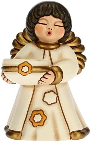 THUN - Soprammobile Angelo Porta Candela - Natale - Accessori per la Casa da Collezionare - Linea Dolce Natale - Formato Piccolo - Ceramica - 7,6 x 6,3 x 10 h cm