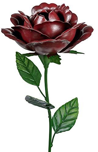 formano Gartenstecker Rose, 100x18cm, aus Metall, 1 Stück, Rot-Grün, Gartendeko für das Blumenbeet oder den Balkon