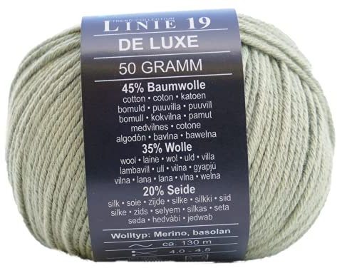 Online Linie 19 De Luxe Farbe 03 khaki, Wolle mit Seide, Merinowolle und Baumwolle