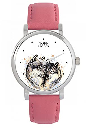 Toff London Wolves in Love Uhr Damen 38mm Gehäuse 3atm wasserdichtes Quarzwerk Luxus modisch