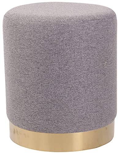 CLP Sitzhocker Nanning I Stoff I Samt I Polsterhocker Rund I Runder Hocker Gepolstert, Farbe:grau, Material:Stoff