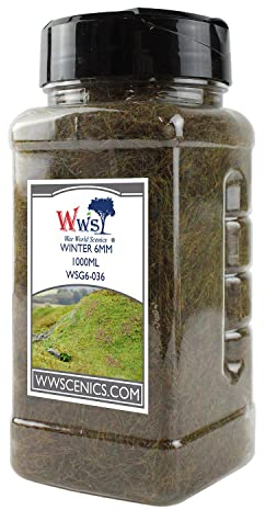 WWS War World Scenics WWScenics | 6mm Winter Statische Grasfasern | 1000ml | WSG6-036 | Streugras für Modellbahn und Modellbau