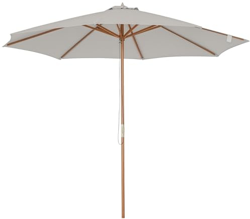 Outsunny Sombrilla Terraza Exterior Ø300 cm con Sistema de Polea Gris
