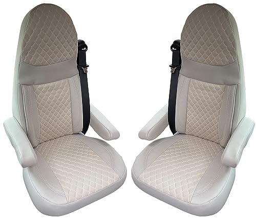 BREMER SITZBEZÜGE Wohnmobil Schonbezüge für Aguti GIS Liner und Milan Sitze | 2er Schonbezug Set inkl. Armlehnen-Bezüge in Beige | GT405