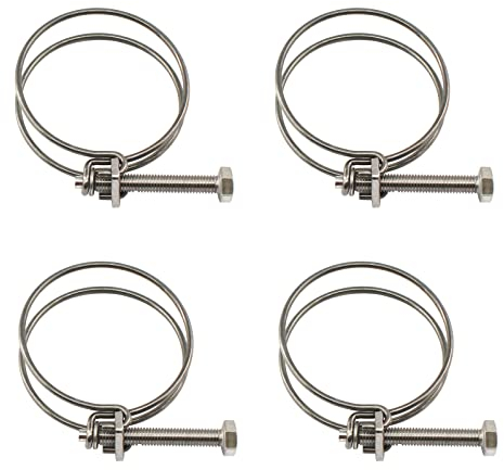 (4 Stück) 75–80 mm Doppeldraht-Schlauchschellen, Rohrschellen, 304 Edelstahl-Schlauchschellen