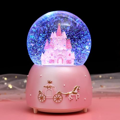 Globo musicale con neve musicale con sfera di cristallo con luci LED glitterate colorate nevicata palla di neve per bambini ragazze nipote compleanno Natale Capodanno festa regalo musicale