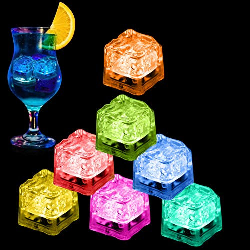 Light Up Ice Cubes, 60 PCS Multi Color Led Ice Cubes for Drinks with Changing Lights, Reusable Glowing Flashing Ice Cube for Club Bar Party Wedding Decor