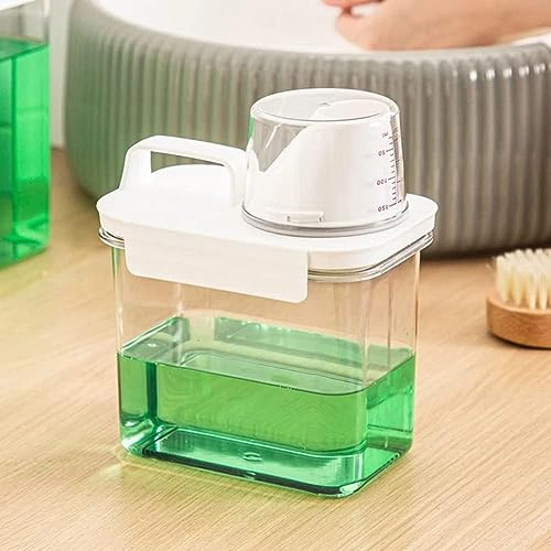BAISE 1100ml Airtight Laundry Detergent Dispenser with Measuring Cup, Multi-Use Laundry Powder Detergent Dispenser, Washing Powder Container Storage Bucket Detergent Box