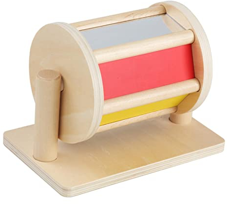 Spinning Drum Montessori Spielzeug Baby Rassel Holz Spinning Rainbow Drum Mit Spiegel Und Glocke, Sensorisches Spielzeug, Rotierendes Farberkennungsspielzeug, Für 6-12 Monate Babys Jungen Mädchen