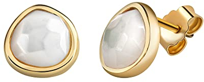 Zeeme Gemstones Damen Ohrringe 925/- Sterling Silber 1,1cm Glänzend Perlmutt gelb 271220102V