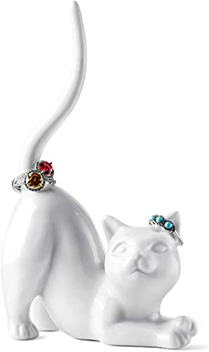 Titanape Katze Ringhalter Schmuckständer, Katzen Geschenke für Frauen zum Geburtstag Weihnachten Valentinstag, Kawaii Katzen Deko Ornamente