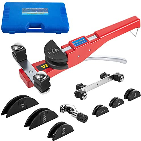 VEVOR Curvatubi, 7 matrici 1/4-7/8 di pollice 6-22 mm set di curvatubi a cricchetto, curvatubi manuale a 90° con attacco per la curvatura inversa, curvatubi manuale con forza di curvatura 10 KN
