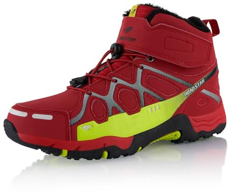 Fusskleidung® Damen Herren Wanderschuhe warm gefütterte Rot Gruen EU 38