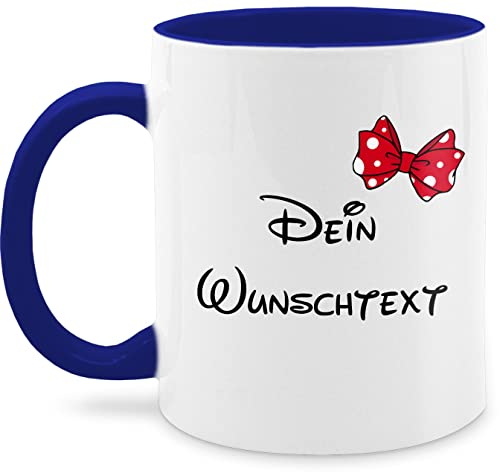 Tasse Tassen 325ml - Aufdruck selbst gestalten - Spardose Wunschtext Schleife I - 325 ml - Dunkelblau - girlfriend mugs custom mug personalisierte freundin glühweintassen text paartassen
