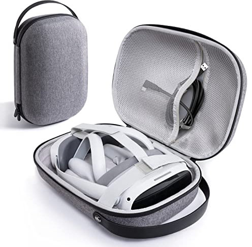 CoBak Hard Carrying Case for Pico 4, Independent Slot for VR Headset& Controllers& Adapter& Batteries, Travel Carry Bag Storage Box Compatible with PICO 4 Accessories, Grey