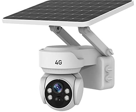 4G LTE Cellular Security Camera Wireless Outdoor, No WiFi Solar-Powered Battery Camera,Human Detection, PIR Motion Sensor, PTZ Camera with 2K Color Night Vision 2 Way Audio (White)
