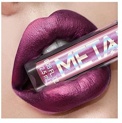 INTEROOKIE Rossetto liquido metallico colore delle labbra tazza antiaderente trucco colore smalto labbra, trucco bellezza perla (QUARZO ROSA)