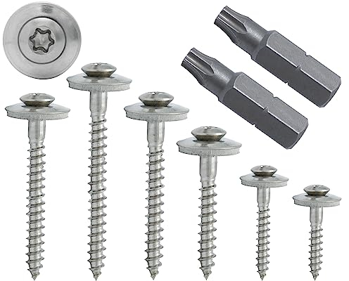 Stahlia Spenglerschrauben mit Dichtscheibe 4,5x50mm Torx Blechschrauben (200 Stück) Edelstahlschrauben Trapezblechschrauben DIN 9171 inkl. Bit TX20