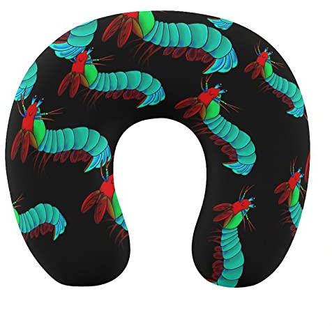 DJNGN Buntes Mantis Shrimp Nackenkissen, weiches, waschbares Kissen, U-förmiges Kissen für Reisen zu Hause und im Büro