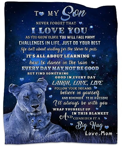 tgruihm Decke für Sohn, Geschenk von Mutter, Sohn, Löwendecke, 127 x 152,4 cm, Decken für Sohn von Mutter, Sohn, Geschenk für Sohn, Geburtstag, Vatertag für meinen Sohn, Flanell-Überwurfdecke