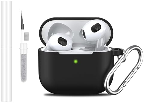 Custodia per AirPods 3 generazione 2021, compatibile con AirPods 3, custodia con kit di pulizia e portachiavi