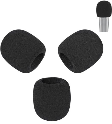 PhantAccy Pop Filter/Windscreen for Shure SM58 SM58S SM58LC SM58-CN SM58-X2U SM48 Beta-58A Microphones, Foam Mic Cover for Filtering Plosives, Hissing Noise and Other Ambient Noise(Pack of 3, Black)