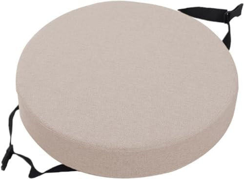 Rr tianshi Runde Stuhl Hocker Sitzkissen Pad, weiche Stuhlkissen Kissen mit No-Slip-Schnalle, rutschfeste Stuhl Sitzkissen Stuhlkissen für Home Office (30x30x5CM,Beige)