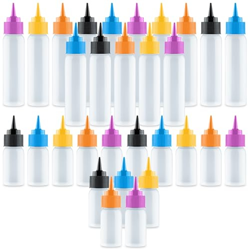Free Hand Writer Bottles – 30 einfache kleine Quetschflaschen – je 15 (1 und 57 ml) – Ausstechformen, Kuchen- und Backdekoration, Lebensmittelfarbe und Zuckerguss-Zubehör zum Schreiben (30 Flaschen)