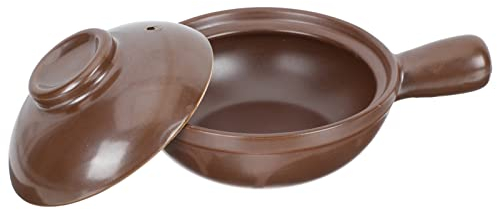 Olla de Barro Olla de cerámica para estofado Cuenco de Sopa: Olla de cerámica Decorativa con Tapa Olla de Sopa Vintage Olla de estofado Utensilios de Cocina de cerámica para Cocina