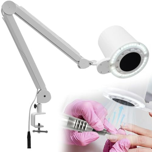 Professional Nail Dust Collector with 2 Reusable Filters, Powerful Low Noise Nail Fan Vent Dust Suction Machine,with Built-in Dimmable LED, Speeds Adjustable,for Any Nail Polishing