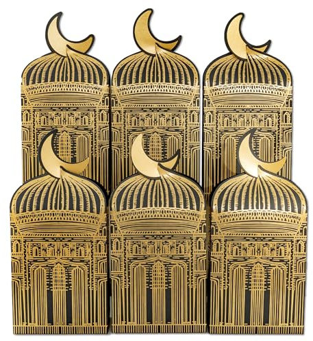 Papierdrachen 6 Giveaway Tüten Moschee schwarz gold - Geschenkverpackung - Überraschung - Zuckerfest - Set 02