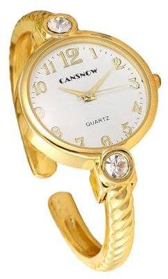 CANSNOW Elegante Damen Spangenuhr Gold - Armbanduhr Mit Weißem Zifferblatt