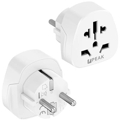 Adaptateur de Voyage Peak Power World to Europe - Permet aux Voyageurs de Plus de 150 Pays d'utiliser en Toute sécurité des appareils mis à la Terre ou Non mis à la Terre dans Toute l'europe (à (1)