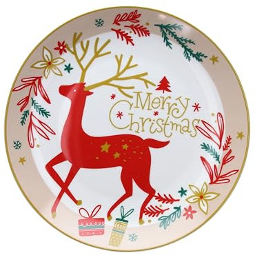 Tognana Xmas Deer, Piatto panettone 31 cm, porcellana, rosso