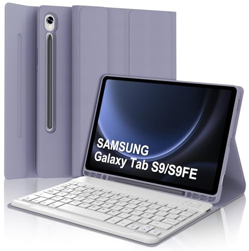 Funda con Teclado para Samsung Galaxy Tab S10 FE/S9 FE 10.9 Pulgadas, Teclado Bluetooth Inalámbrico con Funda Delgado para Samsung Galaxy Tab S10 FE 10.9 2025/S9 FE 10.9 2023/S9 11 2023, Púrpura