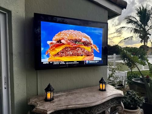 acrtmatic 28-32inch Weatherproof Outdoor TV Cover, Hard Cover and Durable, Clear Television Enclosure for Outside, with TV Wall Mount and Cooling Fans Included