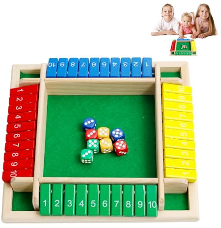 ZITUZY Shut The Box Spiel, Woods Brettspiel, Hölzern Woods Spiel, 4-Spieler Shut The Box Spiel Würfelspiel, Geeignet für 1 Bis 4 Spieler (Farbe)