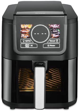 Trisa AI Fry Pro Airfryer 5L, Heißluftfritteuse mit KI-Steuerung | High Speed Air Circulation, Farb-Touchdisplay, Sichtfenster, Shake-Reminder; Antihaft, Spülmaschinenfest, LFGB