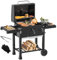 YITAHOME XXL Grillwagen Smoker Holzkohlegrill mit Gusseisenrost & Emaille-Pfanne - Mobiler BBQ Grill für Garten, Camping, Outdoor - Inkl. Thermometer, Küchenzange, Grillhandschuh, Robustes Design